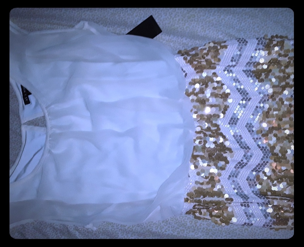 Gold sequenced mini dress by as you wish size smal